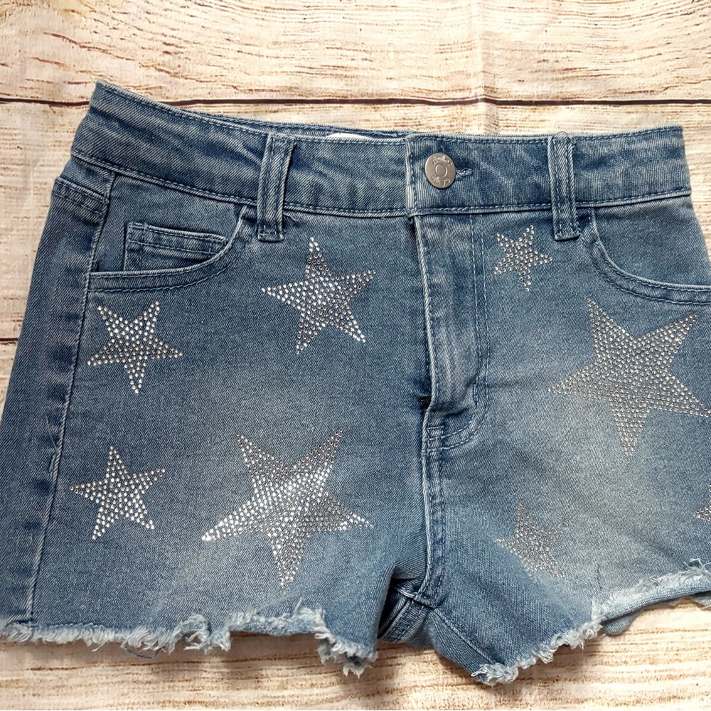 Girls Denim Star-Studded Shorts